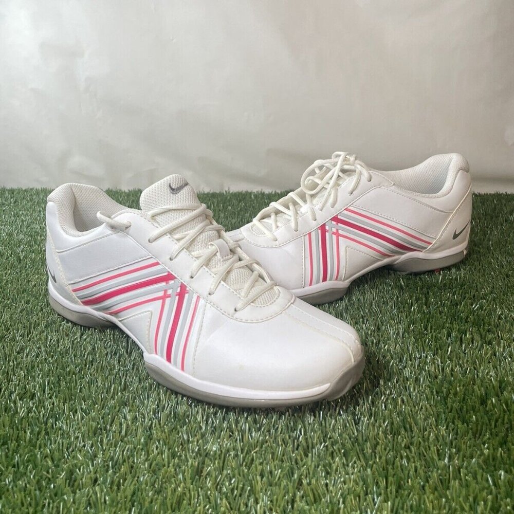 Nike white and pink womens leather golf shoes 7.5